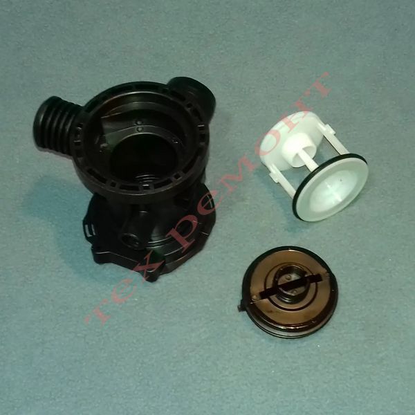 Фильтр в сборе без помпы для Ariston, Hotpoint, Indesit, Whirlpool и другие "C00141034; С00297161" 03411 фото